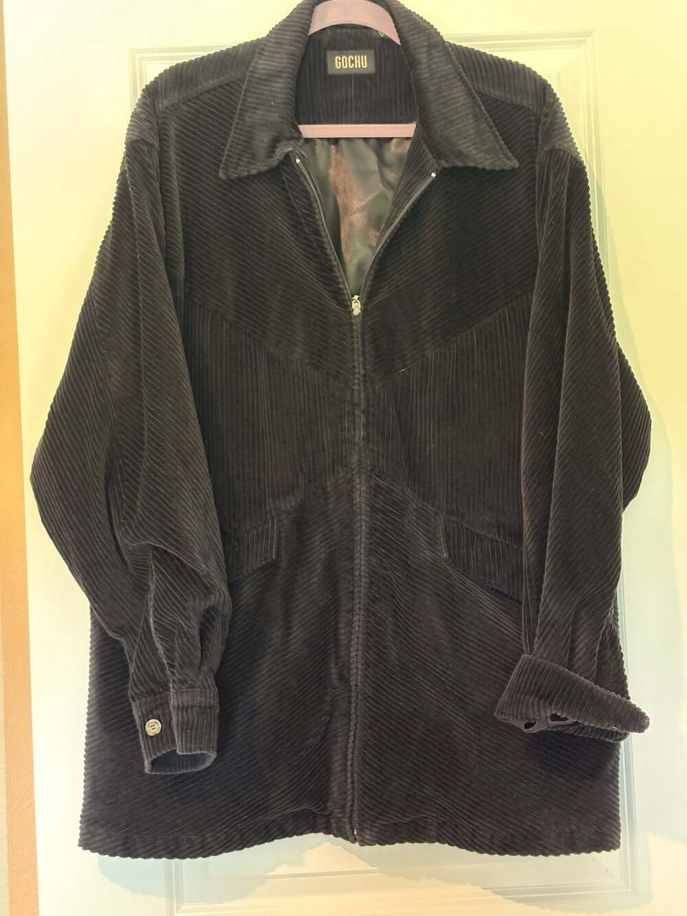 Vintage Gochu Corduroy Zip Jacket Size 2XL Black Cotton